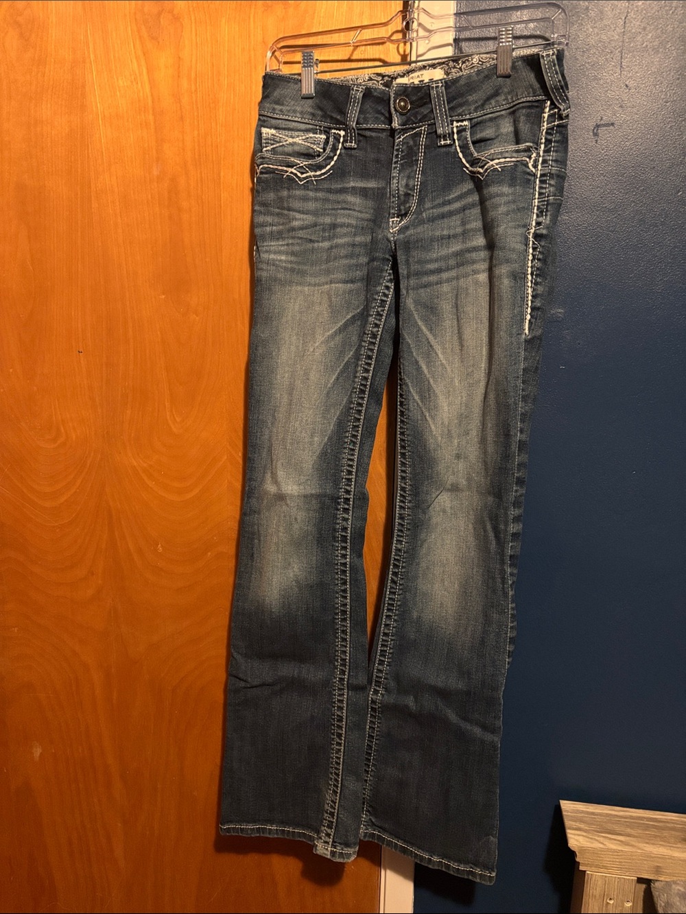 Ariat women's dark blue flare jeans with contrast stitching